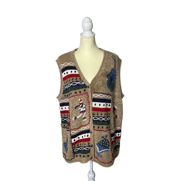 Vintage Nutcracker Knit Christmas Sweater Vest Winter Scene Women's Size 2X - Picture 11 of 15